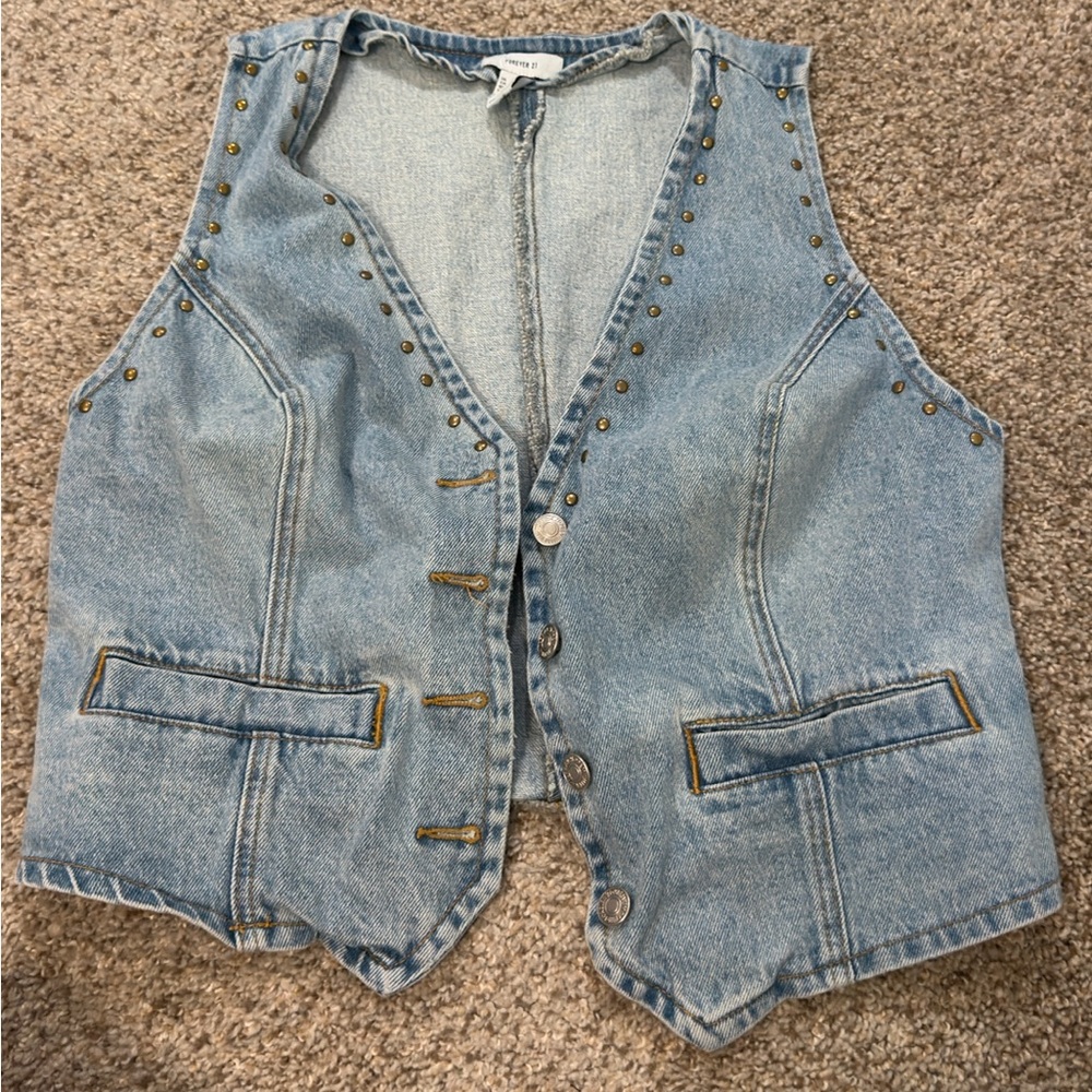Forever 21 Light Blue Denim Vest